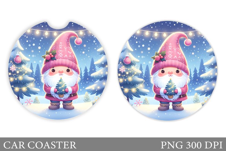 Christmas Gnome Car Coaster. Christmas Car Coaster Design example image 1