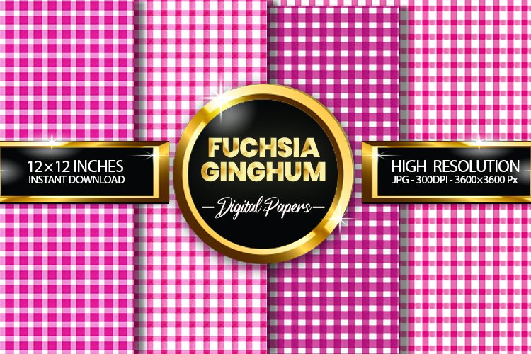 Fuchsia Gingham Digital Papers - 04 Variations example image 1