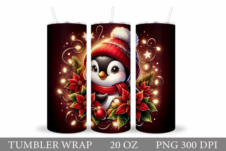 Christmas Penguin Tumbler. Christmas Tumbler Sublimation