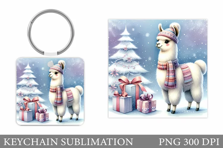 Christmas Lama Keychain. Cute Lama Keychain Design