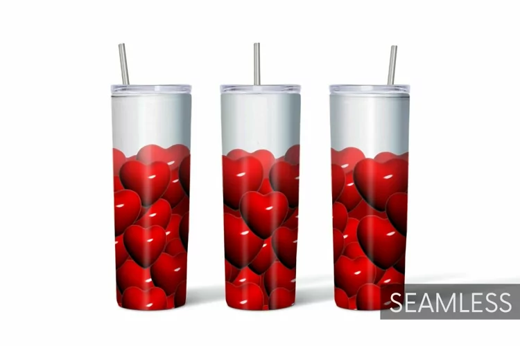 Heart Tumbler Sublimation | Valentines Day | Skinny