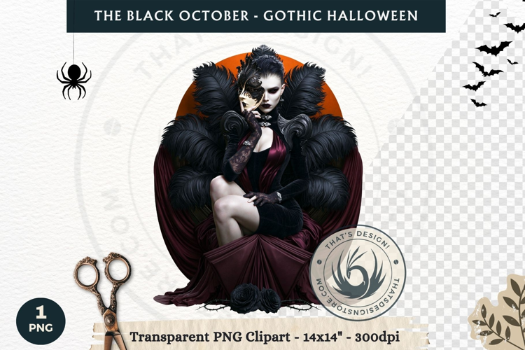 The Black October Gothic Halloween Clipart, Horror character