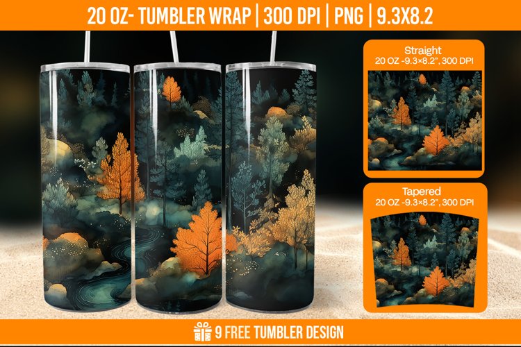 Forest Tumbler Wrap Designs, Sublimation Wrap