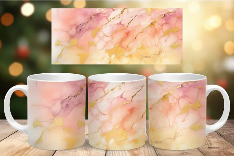 Mug Wrap Sublimation - watercolor marble