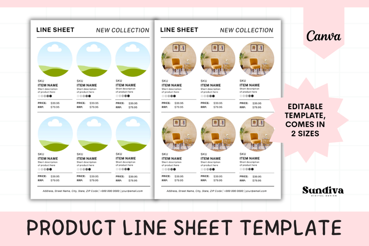Editable Product Line Sheet Template 5 | Wholesale Catalogue