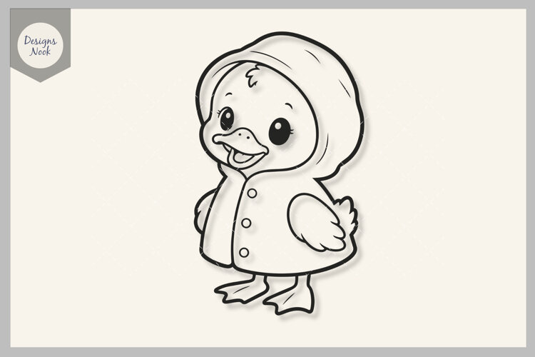 Duckling in Raincoat SVG, Cute Baby Duck SVG, Rainy Day SVG example image 1