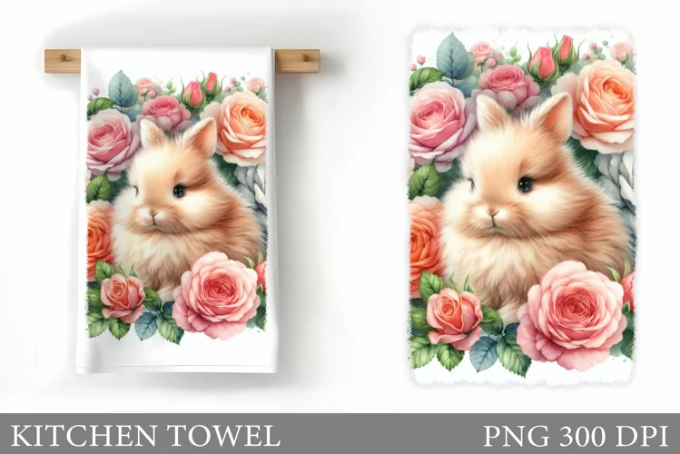 Cute Bunny Kitchen Towel. Bunny Kitchen Towel Sublimation
