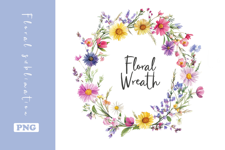 Watercolor Lovely Wildflower Wreath Clipart