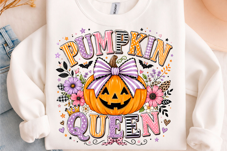 Pumpkin Queen Bow Halloween PNG