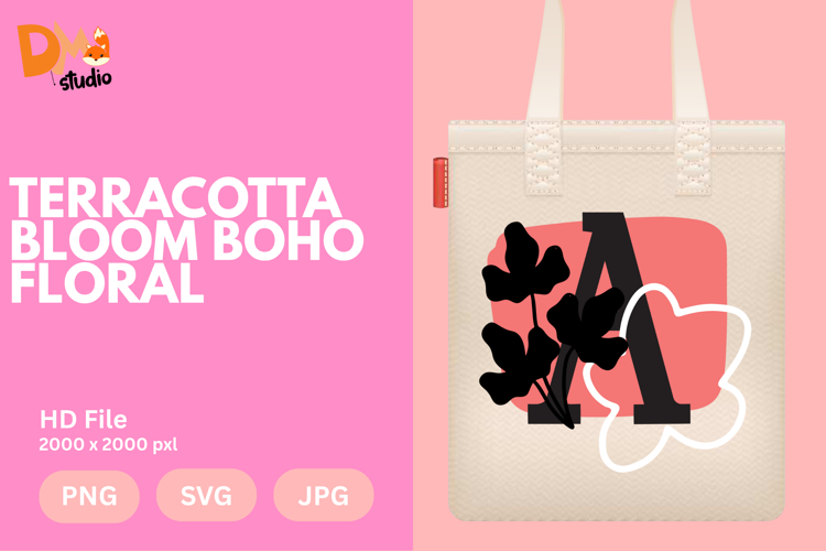 Terracotta Bloom Boho Floral Monogram