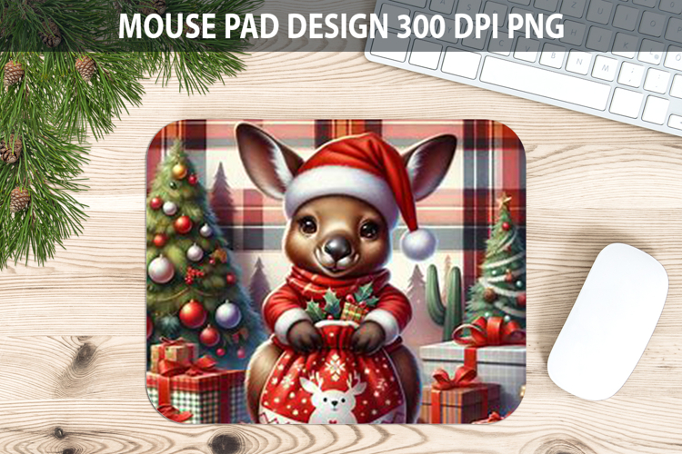 Christmas Kangaroo Pad Sublimation - Animal PNG Design