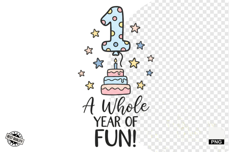 1st Birthday Sublimation PNG - Baby PNG - Birthday PNG example image 1