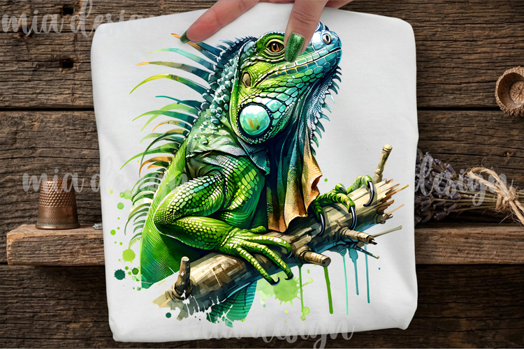 Iguana PNG, Tropical Reptile Sublimation