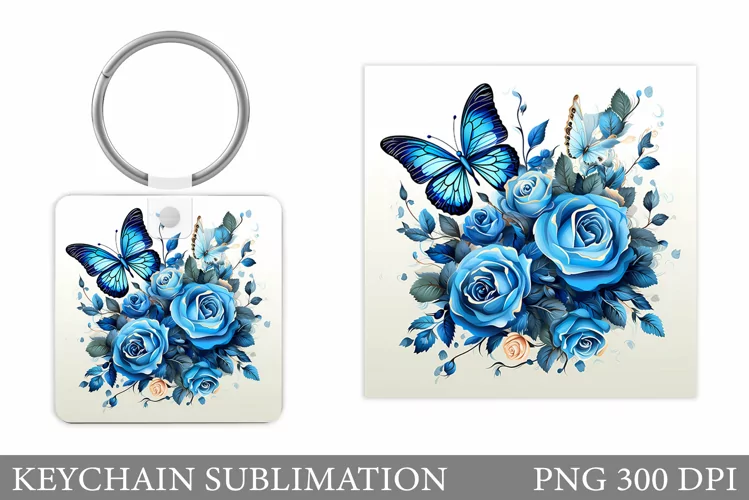 Butterfly Square Keychain. Butterfly Keychain Sublimation