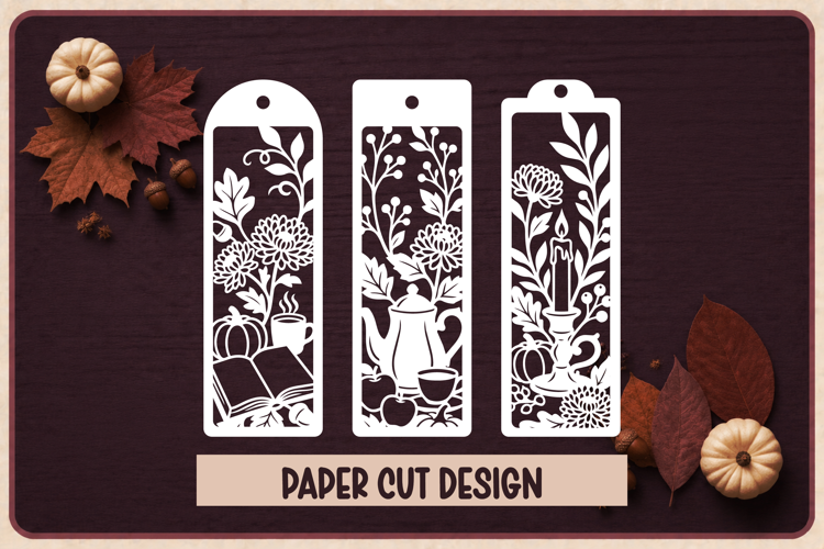 3 Autumn Paper Cut Bookmarks SVG
