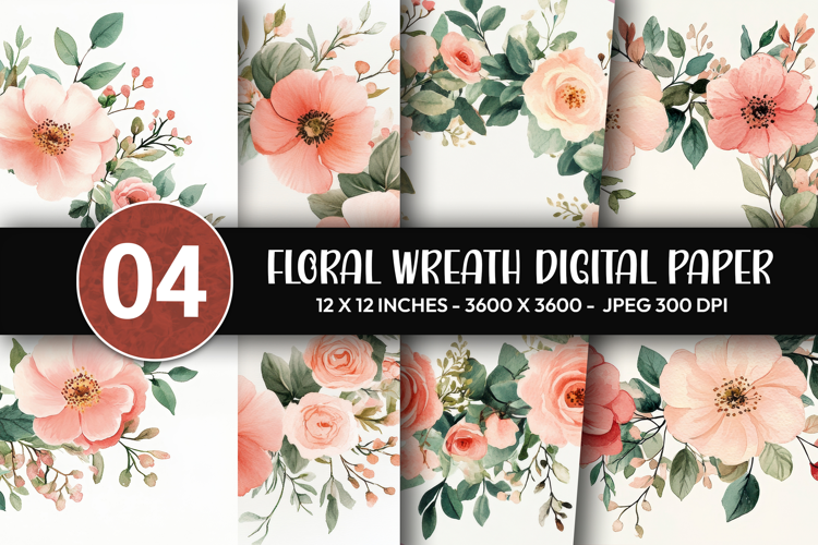 Floral Wreath Digital Paper