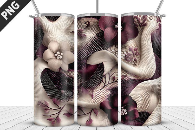 3D Daisy Flowers 20oz Tumbler Wrap | Sublimation Design example image 1