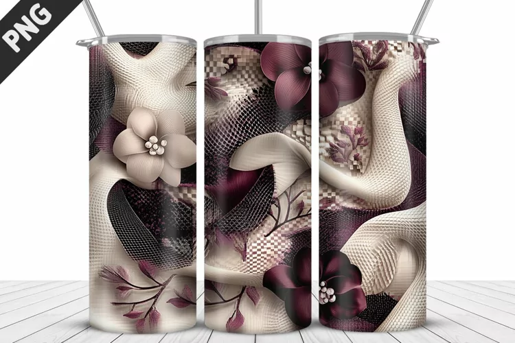 3D Daisy Flowers 20oz Tumbler Wrap | Sublimation Design