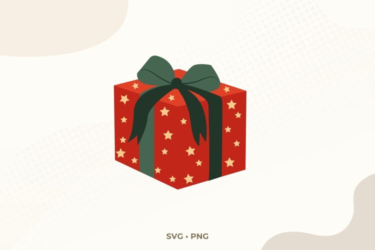 Christmas Gift Box SVG & PNG, Wrapped Present Clipart example image 1