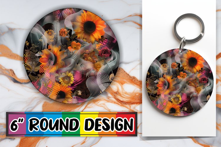 Botanical Round Ornament Sublimation Circle example image 1