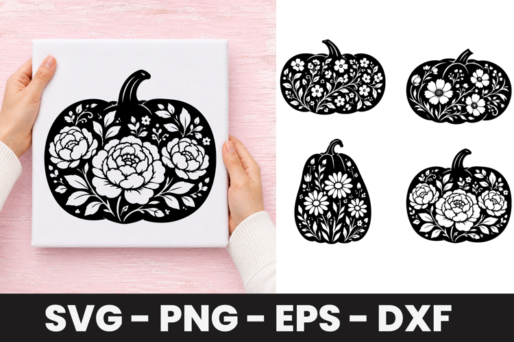 Floral Peony Pumpkin SVG PNG