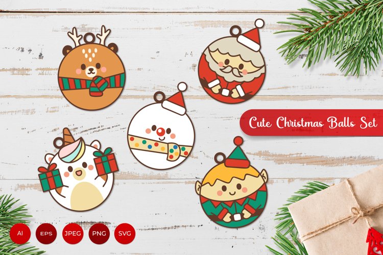 Christmas Baubles Character for Tree Decoration Set example image 1