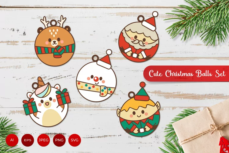 Christmas Baubles Character for Tree Decoration Set