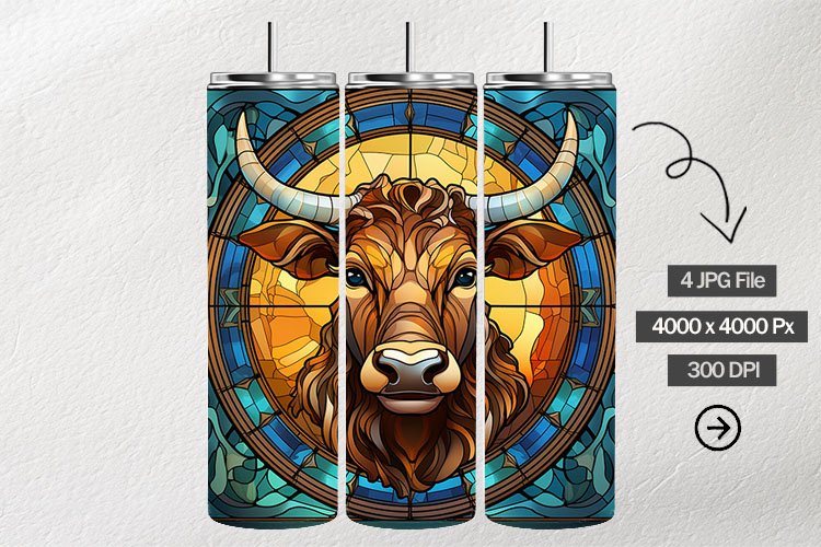 Baby Calf Stained Glass Square Coaster - 04 Variations example image 1