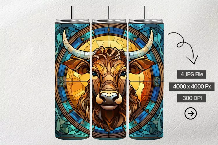 Baby Calf Stained Glass Square Coaster - 04 Variations