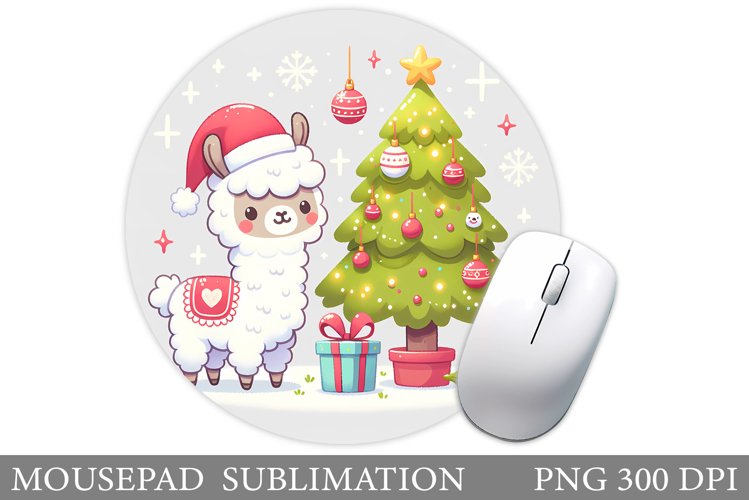Christmas Lama Mouse Pad. Christmas Mouse Pad Sublimation example image 1
