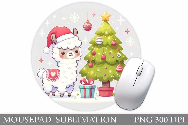 Christmas Lama Mouse Pad. Christmas Mouse Pad Sublimation
