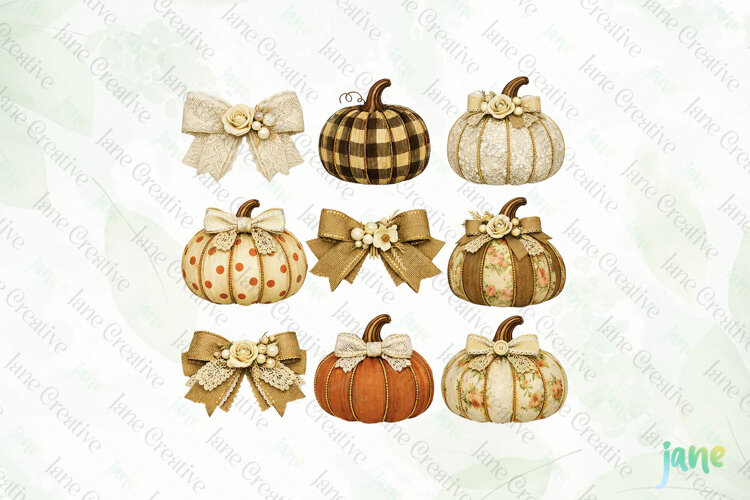 Vintage Pumpkin Clipart example image 1