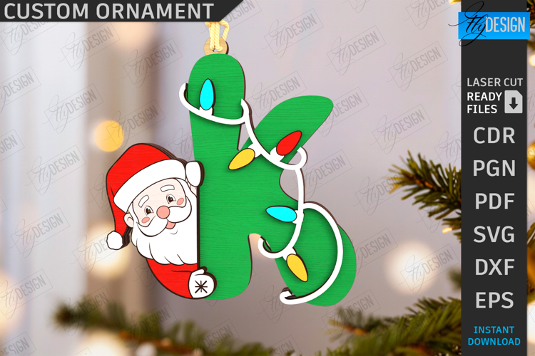 Christmas Letter Ornament|Hanging Christmas Monogram SVG|CNC