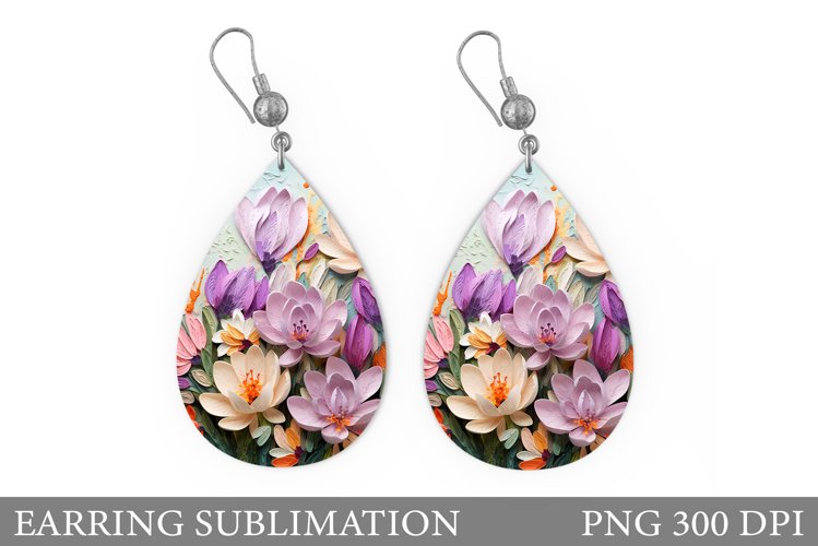 Flowers Earring Design. 3D Flowers Earring Sublimation example image 1