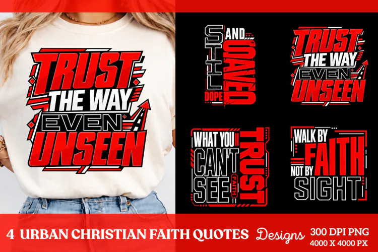 4 Urban Christian Faith Shirt PNG Designs, 4 Christian Grace