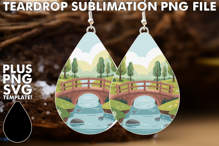 VIBRANT Teardrop Earrings Design PNG, Spring