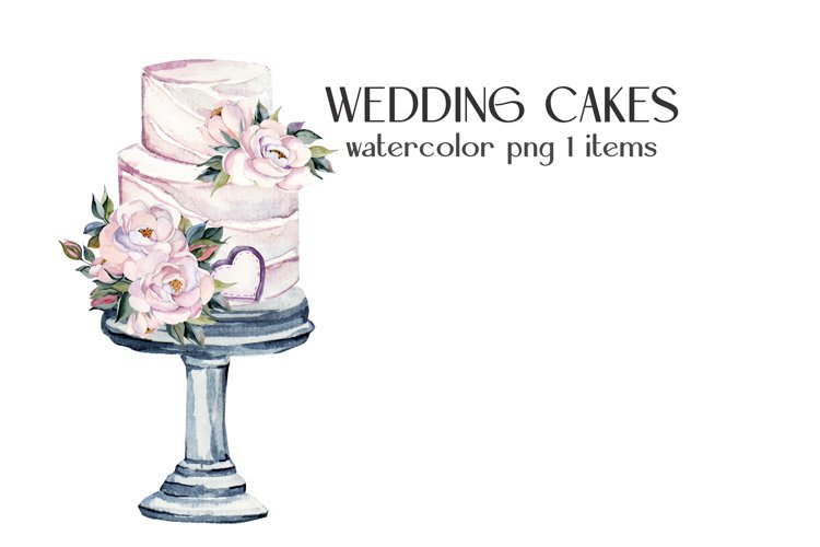 Watercolor wedding cakes with flowers. Wedding (2277085)