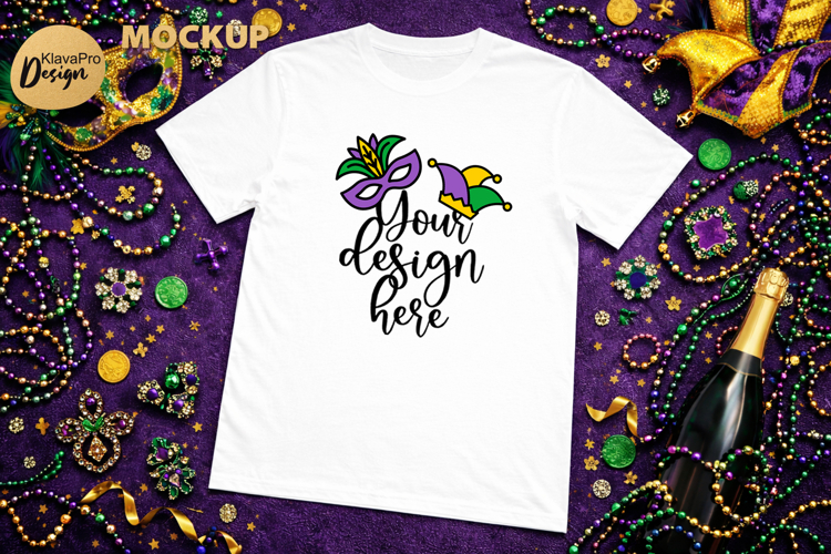 Mardi Gras T Shirt Mockup | Festive Carnival Apparel Mockup