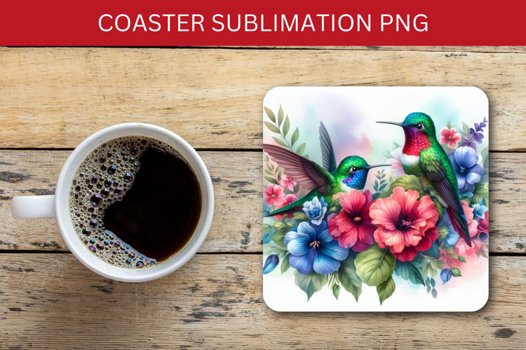 square coaster - hummingbird