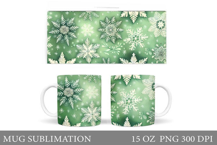 Snowflakes Mug Sublimation. Christmas Mug Design