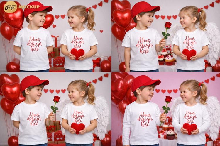 Valentine T Shirt Mockup | Romantic Kids Apparel Mockup PNG
