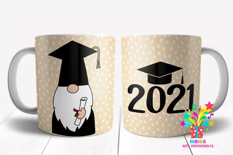 Graduate Gnome Mug Sublimation Design / Mug Wrap #4
