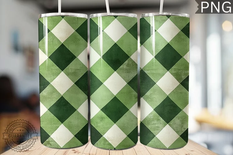 Green Plaid Tumbler Wrap - High Quality 300 Dpi