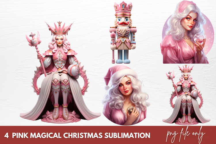 Pink Magical Christmas Sublimation Clipart
