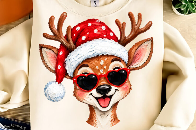 Trending Christmas PNG, Preppy Christmas Reindeer PNG example image 1