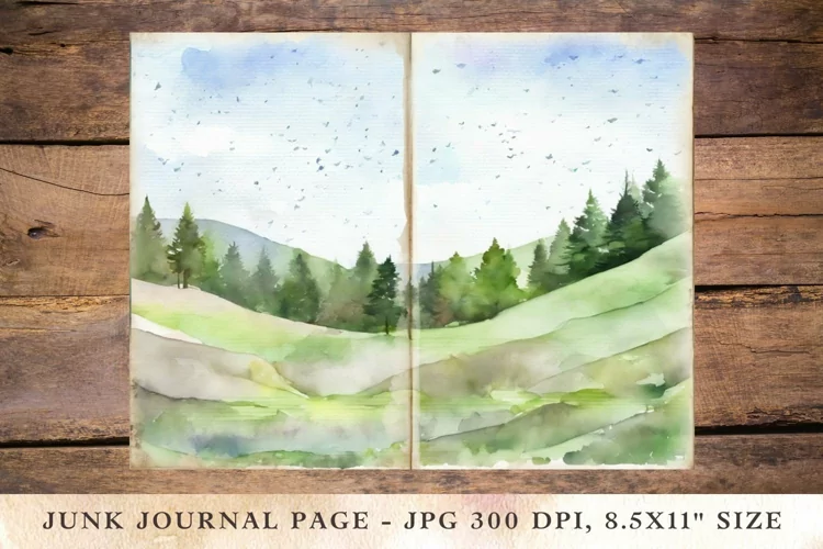 Printable Junk Journal Pages forest hill 1