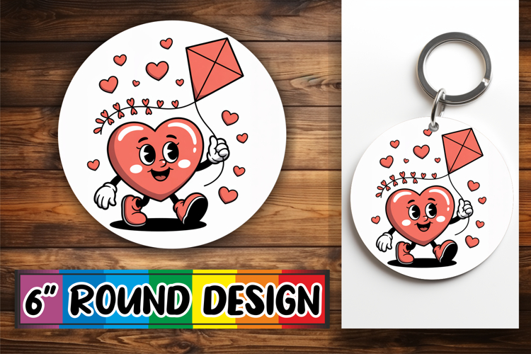 Radiant Ornaments Circle Sublimation PNG, Valenines Heart