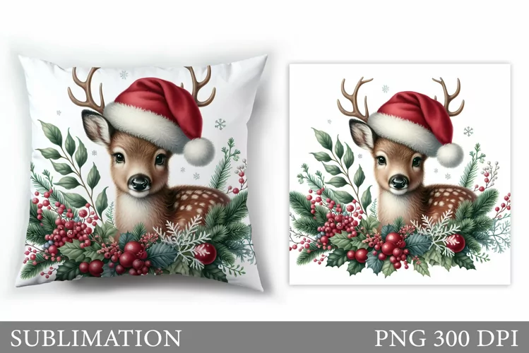 Christmas Deer Pillow Sublimation. Christmas Pillow Design