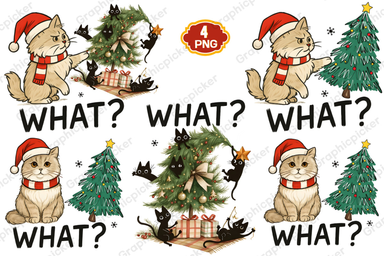 Funny Cat Christmas Tree PNG, Funny Christmas PNG, Christmas