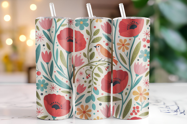 Flowers Tumbler Wrap | Sublimation | Tumblers
